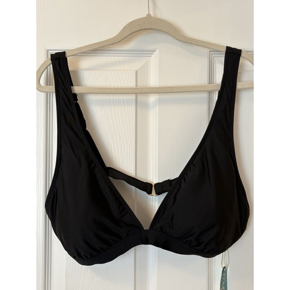 Mynah Black Triangle Bikini Thick Front Straps Adjustable Removable Cups Sz XXL